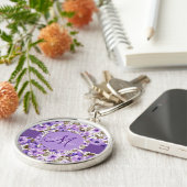 Monogram かわいらし Purple & WhiteフローラKey Chain 2 キーホルダー (側面)