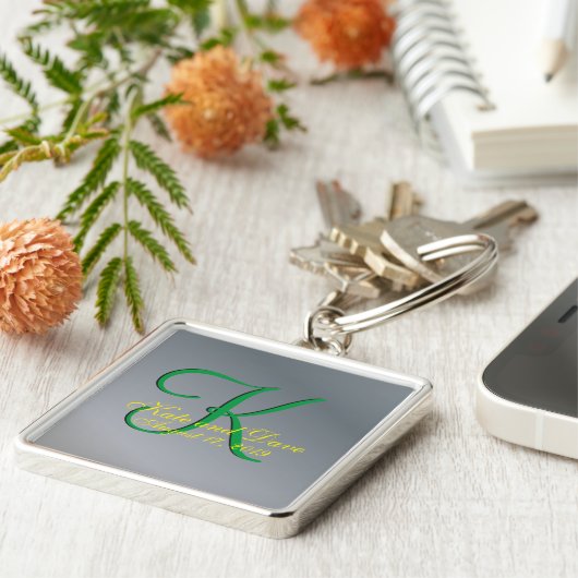 Monogram カッコいい Pewter フェイクおもしろいFabキーチェーン キーホルダー (側面)