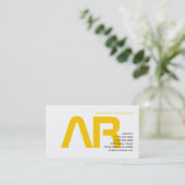 Monogram コンテンポラリー Yellow White Business Card 名刺 (スタンド正面)