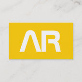 Monogram コンテンポラリー Yellow White Business Card 名刺 (裏面)