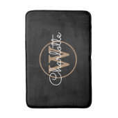 Monogram スタイリッシュ Script フェミニン Black金ゴールド バスマット (正面縦)