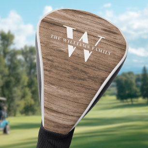 Monogram モダン 素朴 Family NameヴィンテージWood ゴルフヘッドカバー