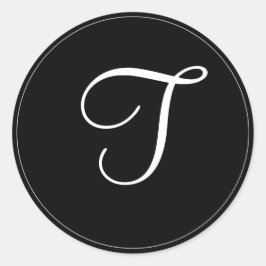 MONOGRAM：白黒モノグラムテンプレート「T」 ラウンドシール