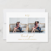 Monogram 結婚's Thank You写真金ゴールド サンキューカード (正面)