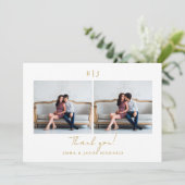 Monogram 結婚's Thank You写真金ゴールド サンキューカード (スタンド正面)