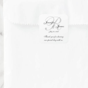 Monogram 結婚's Thank You Labelsスタンプ スクエアシール