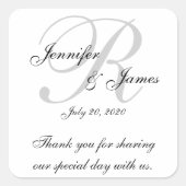 Monogram 結婚's Thank You Labelsスタンプ スクエアシール (正面)