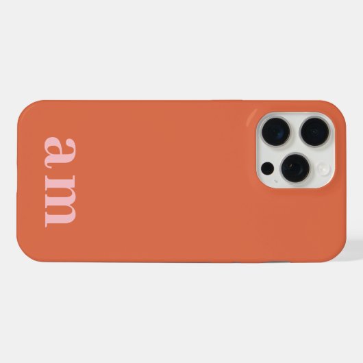 Monogram 2 Initials Pink & Red Minimalist iPhoneケース (裏面横)