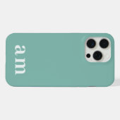Monogram 2 Initials Teal Blue Minimalist iPhoneケース (裏面横)