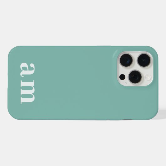 Monogram 2 Initials Teal Blue Minimalist iPhoneケース (裏面横)