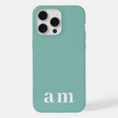 Monogram 2 Initials Teal Blue Minimalist iPhoneケース (裏面)