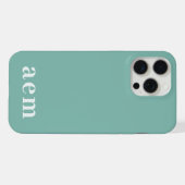Monogram 3 Initials Teal Blue Minimalist iPhoneケース (裏面横)