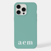 Monogram 3 Initials Teal Blue Minimalist iPhoneケース (裏面)