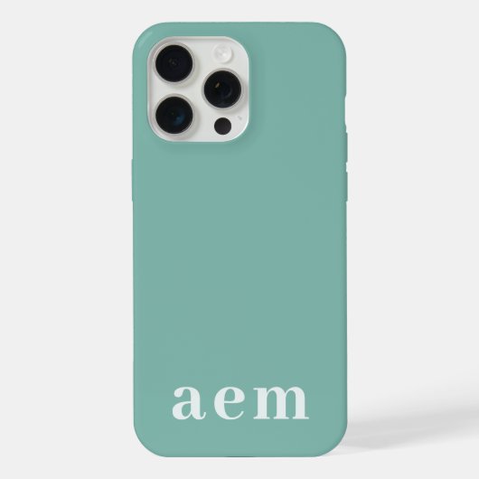 Monogram 3 Initials Teal Blue Minimalist iPhoneケース (裏面)