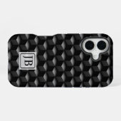 Monogram, 3D Black Geometric Pattern, Modern iPhone 16ケース (裏面横)