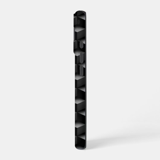 Monogram, 3D Black Geometric Pattern, Modern iPhone 16ケース (左側面)