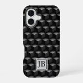 Monogram, 3D Black Geometric Pattern, Modern iPhone 16ケース (裏面)