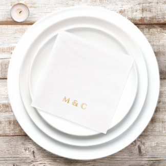Monogram 50th Wedding Anniversary Party Gold 箔ナプキン