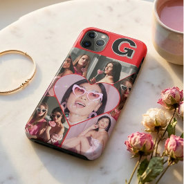 Monogram 6-Photo Collage Teal iPhone Case 11 Pro Maxケース