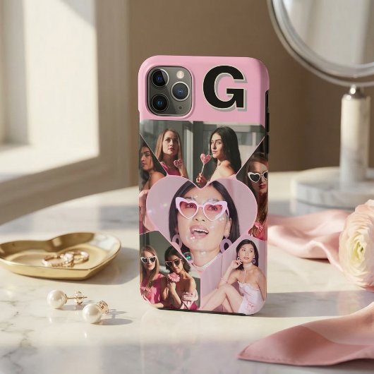 Monogram 6-Photo Collage Teal iPhone Case Case-Mate iPhoneケース