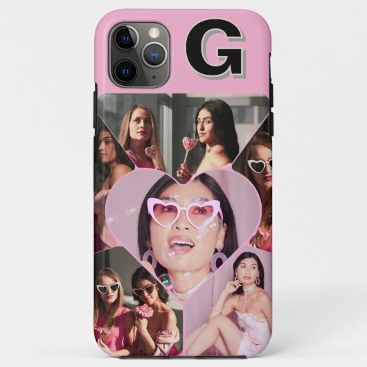 Monogram 6-Photo Collage Teal iPhone Case Case-Mate iPhoneケース (裏面)