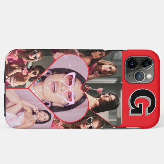 Monogram 6-Photo Collage Teal iPhone Case Case-Mate iPhoneケース (裏面(横))