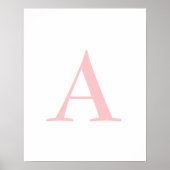 Monogram A Initial Letter Modern White & Pink Pos ポスター (正面)