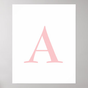 Monogram A Initial Letter Modern White & Pink Pos ポスター