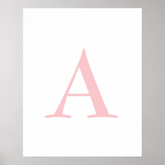 Monogram A Initial Letter Modern White & Pink Pos ポスター (正面)