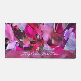 Monogram Abstract 3D Textile Look Pink Purple Red デスクマット
