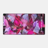 Monogram Abstract Pink Purple Ribbon Pieces 3D デスクマット (正面)