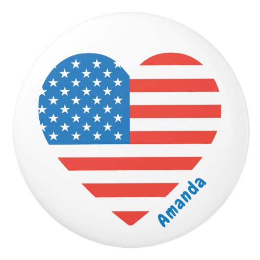 Monogram American USA Flag 7月4日Personalize セラミックノブ (正面)