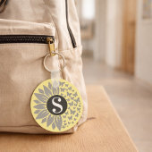 Monogram and Name Sunflower and Butterfly Keychain キーホルダー