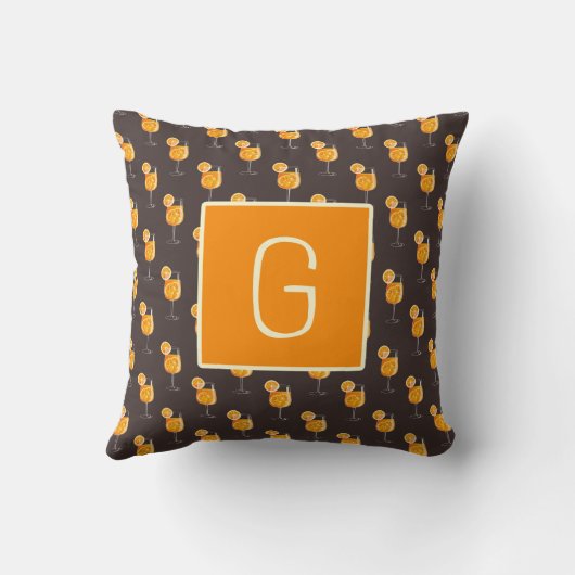Monogram Aperol Spritz Cocktail Throw Pillow クッション (裏面)
