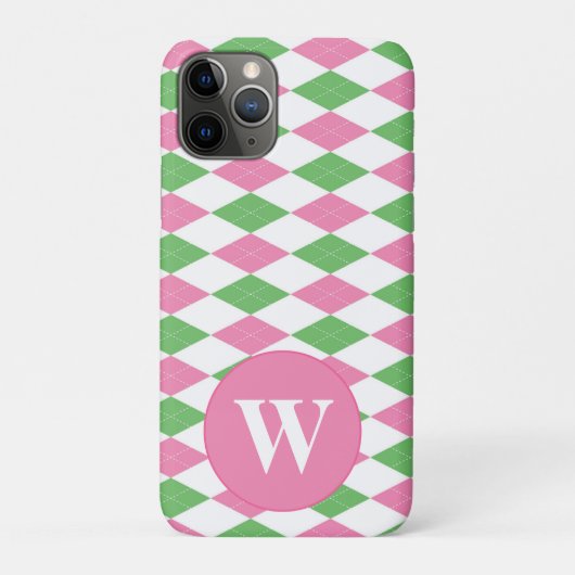 MONOGRAM ARGYLE PINK GREEN PATTERN Case-Mate iPhoneケース (裏)