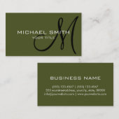 Monogram Armyの緑の背景色 名刺 (正面/裏面)