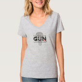 Monogram Art of Gun | レディースVネック Tシャツ (正面)