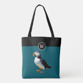 Monogram Atlantic Puffin Bird Teal Wildlife トートバッグ (裏面)