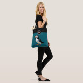 Monogram Atlantic Puffin Bird Teal Wildlife トートバッグ (モデル)