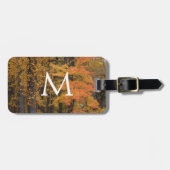 Monogram Autumn Leaves Trees  ラゲッジタグ (正面横)