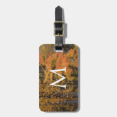 Monogram Autumn Leaves Trees  ラゲッジタグ (正面縦)