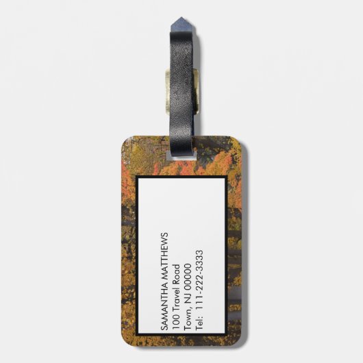 Monogram Autumn Leaves Trees  ラゲッジタグ (裏面縦)