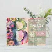 Monogram B Colorful Watercolor Flowers Birthday  招待状 (スタンド正面)