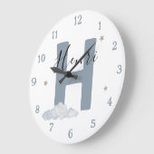 Monogram Baby Initial & Name Nursery Wall Clock ラージ壁時計 (傾斜)