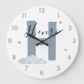 Monogram Baby Initial & Name Nursery Wall Clock ラージ壁時計 (正面)
