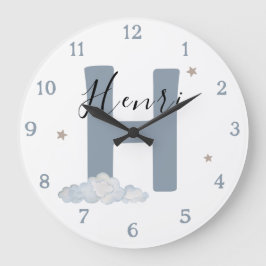 Monogram Baby Initial & Name Nursery Wall Clock ラージ壁時計