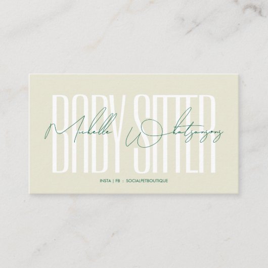 Monogram BABY SITTER modern script 名刺 (正面)