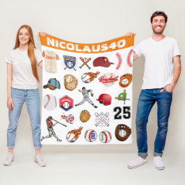 Monogram Baseball player Modern sport pattern フリースブランケット