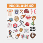 Monogram Baseball player Modern sport pattern フリースブランケット (正面)