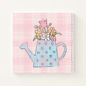 Monogram beautiful hand drawn botanical Pink blue ノートブック (裏面)